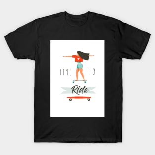 TIME TO RIDE GIRL SURFING T-Shirt